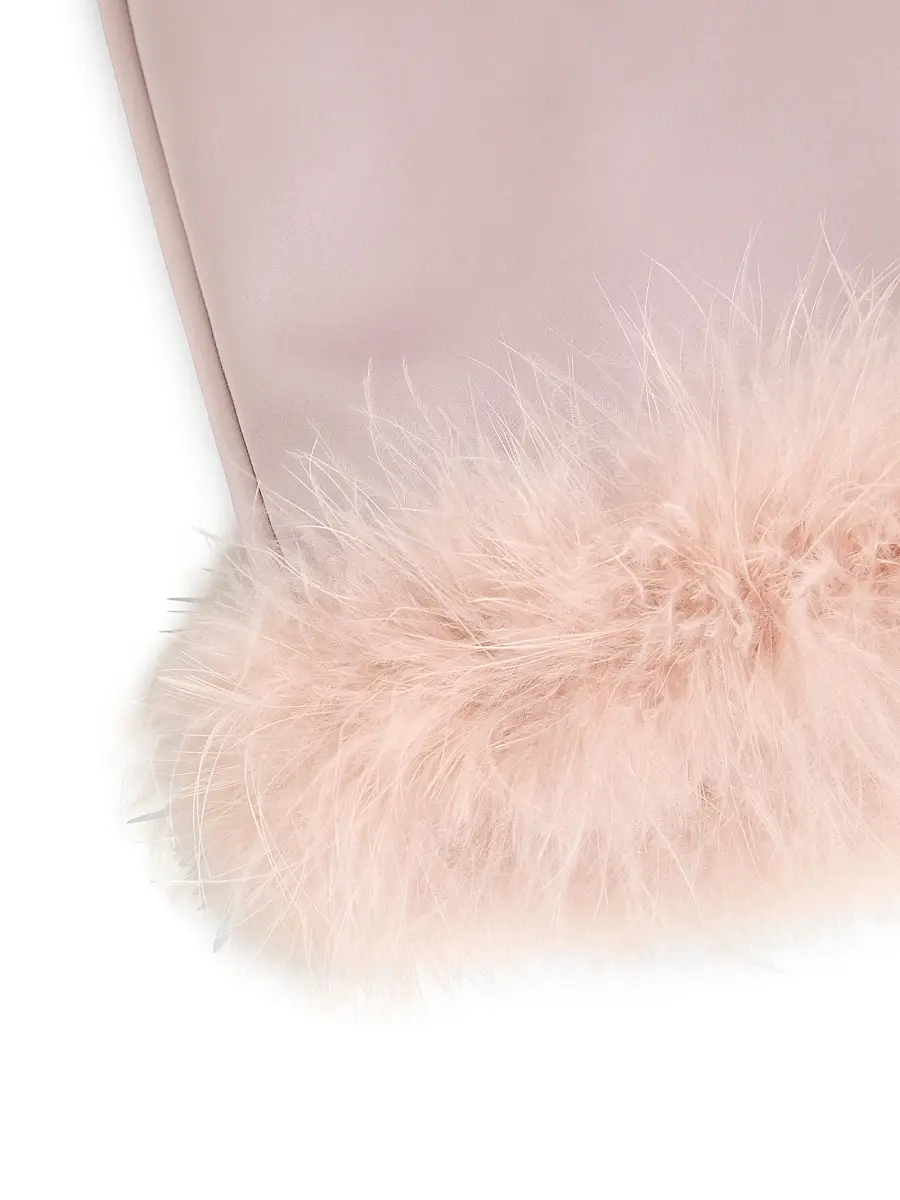 Valentino Women's Satin Skirt with Feathers - Mauve | Thumbnail 5 Valentino Women's Satin Skirt with Feathers - Mauve | Thumbnail 5