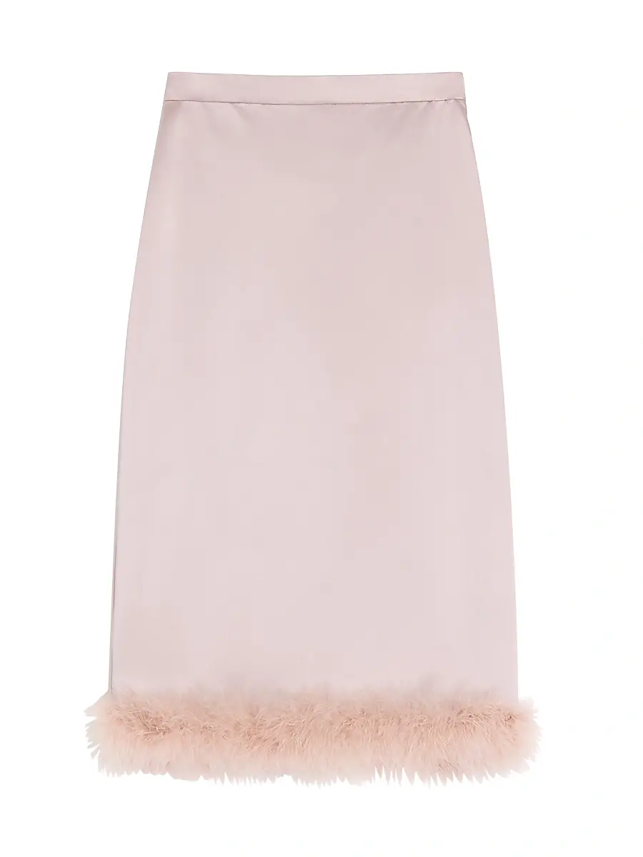 Valentino Women's Satin Skirt with Feathers - Mauve