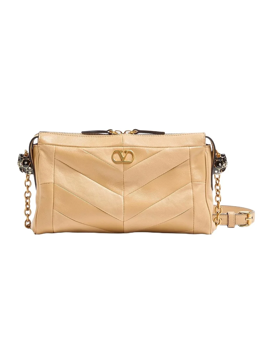 Valentino Women's Panthea Small Shoulder Bag in Nappa Leather - Gold Beige
