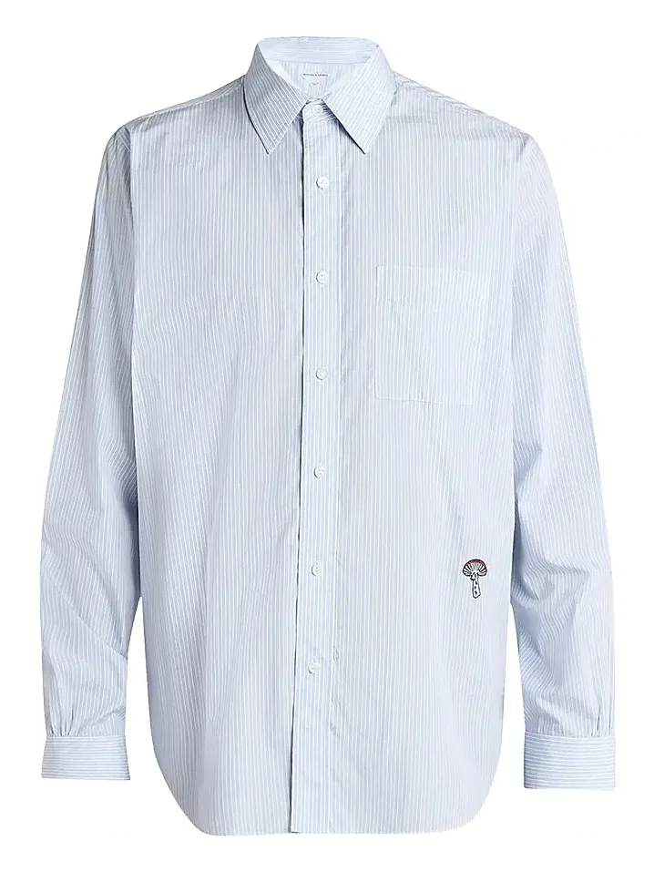 Men's Striped Cotton Poplin Button-Front Shirt