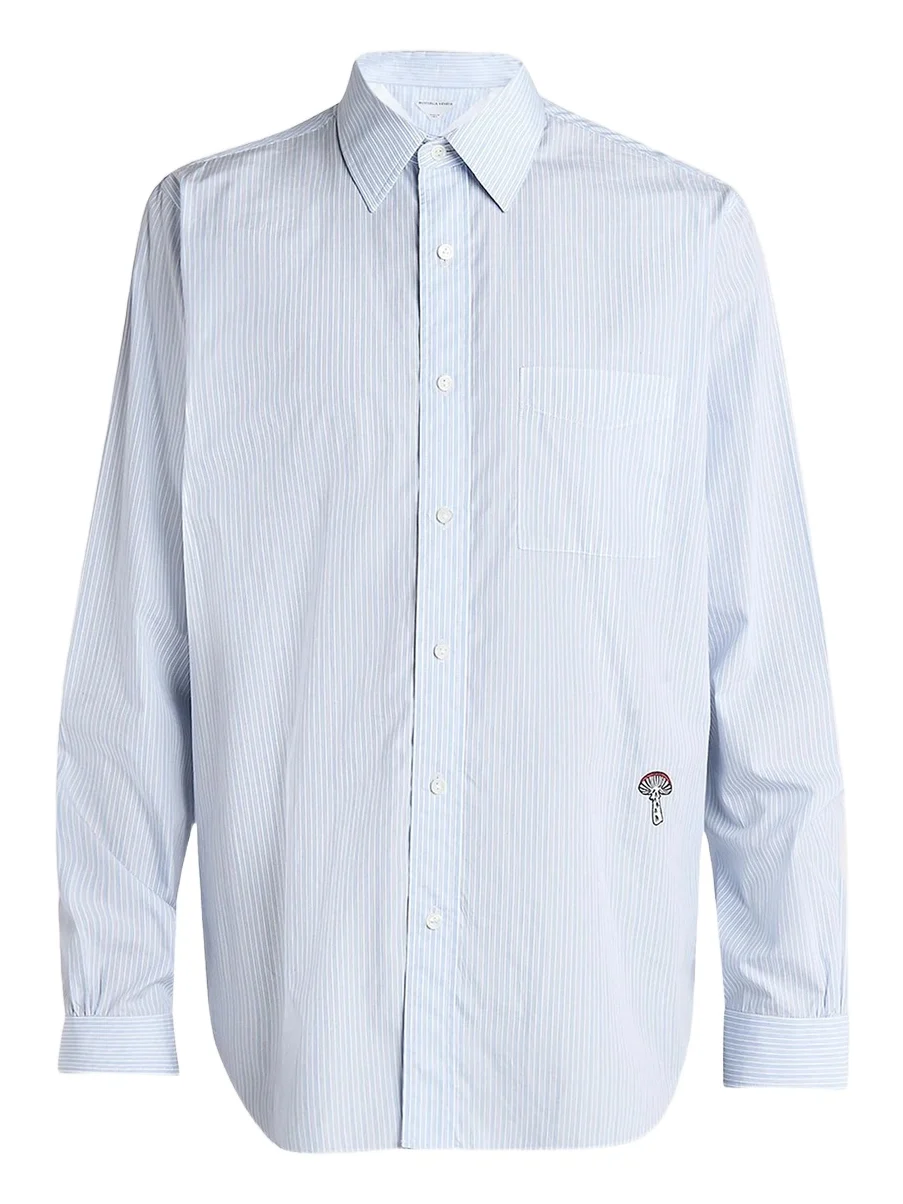 Men's Striped Cotton Poplin Button-Front Shirt