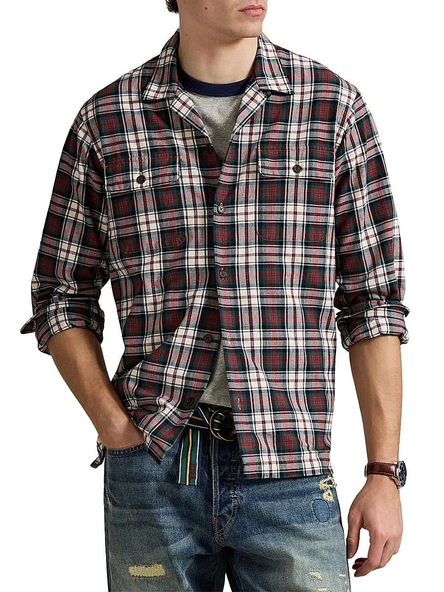 Polo Ralph Lauren Men's Plaid Brushed Cotton Oxford Shirt | Thumbnail 3 Polo Ralph Lauren Men's Plaid Brushed Cotton Oxford Shirt | Thumbnail 3
