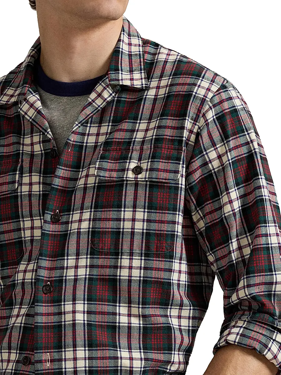 Polo Ralph Lauren Men's Plaid Brushed Cotton Oxford Shirt | Thumbnail 5 Polo Ralph Lauren Men's Plaid Brushed Cotton Oxford Shirt | Thumbnail 5