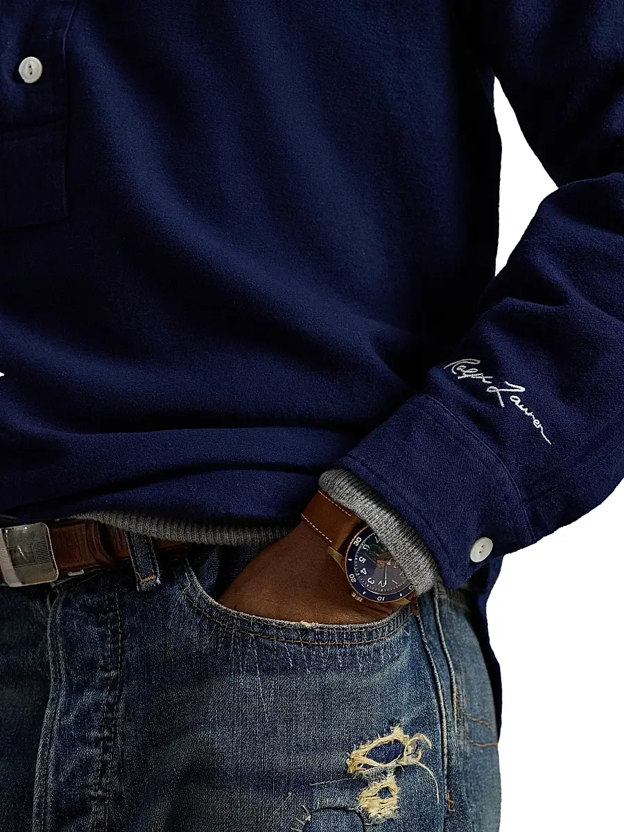Polo Ralph Lauren Men's Yankees Brushed Chamois Sport Shirt - Newport Navy | Thumbnail 5 Polo Ralph Lauren Men's Yankees Brushed Chamois Sport Shirt - Newport Navy | Thumbnail 5