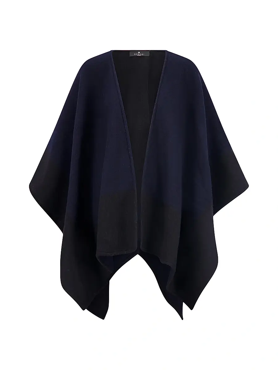 Gorski Women's Reversible Select Wool Cape - Navy | Image 1 Gorski Women's Reversible Select Wool Cape - Navy | Image 1