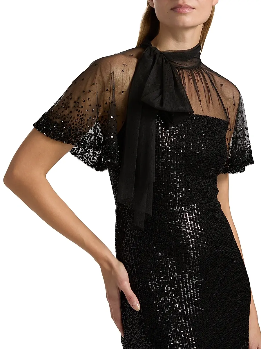 THEIA Women's Violette Tieneck Sequined Gown | Thumbnail 6 THEIA Women's Violette Tieneck Sequined Gown | Thumbnail 6