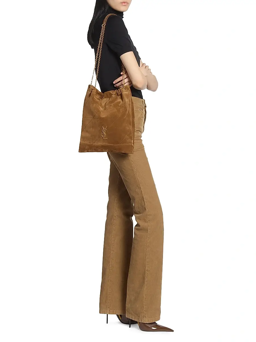 Saint Laurent Women's Jamie Pochon Shoulder Bag in Suede - Caramel Cognac | Thumbnail 2 Saint Laurent Women's Jamie Pochon Shoulder Bag in Suede - Caramel Cognac | Thumbnail 2