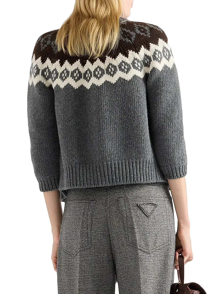 Prada Women's Wool and Cashmere Cardigan - Grey | Thumbnail 4 Prada Women's Wool and Cashmere Cardigan - Grey | Thumbnail 4