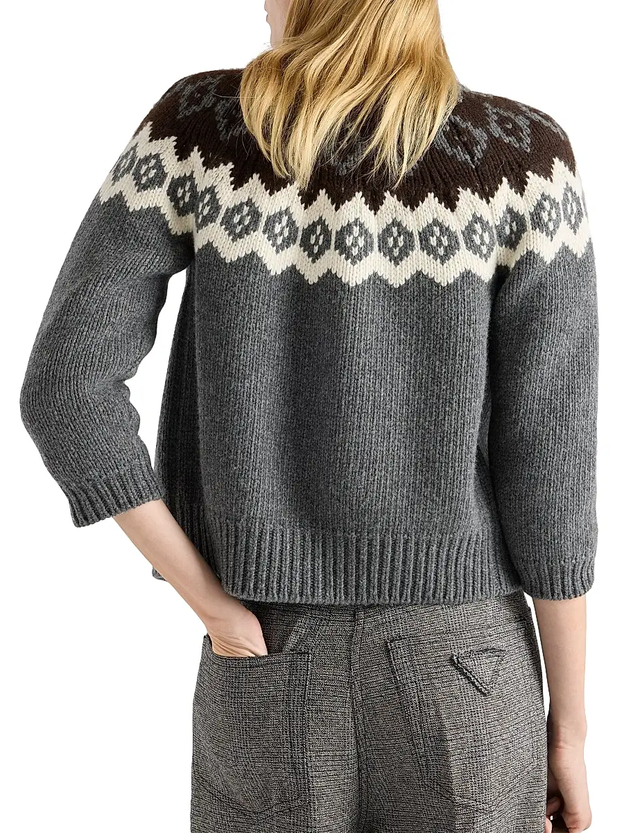 Prada Women's Wool and Cashmere Cardigan - Grey | Thumbnail 5 Prada Women's Wool and Cashmere Cardigan - Grey | Thumbnail 5