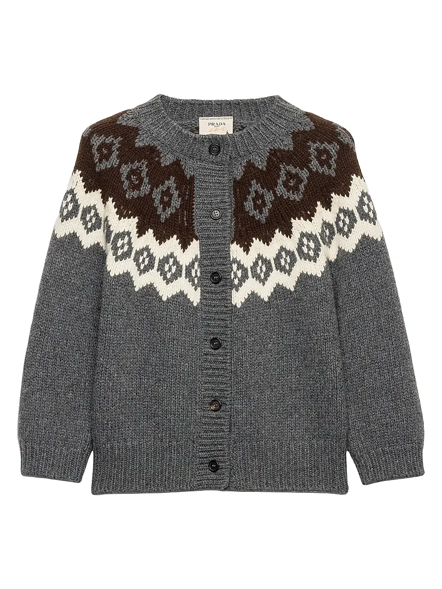 Prada Women's Wool and Cashmere Cardigan - Grey | Image 1 Prada Women's Wool and Cashmere Cardigan - Grey | Image 1