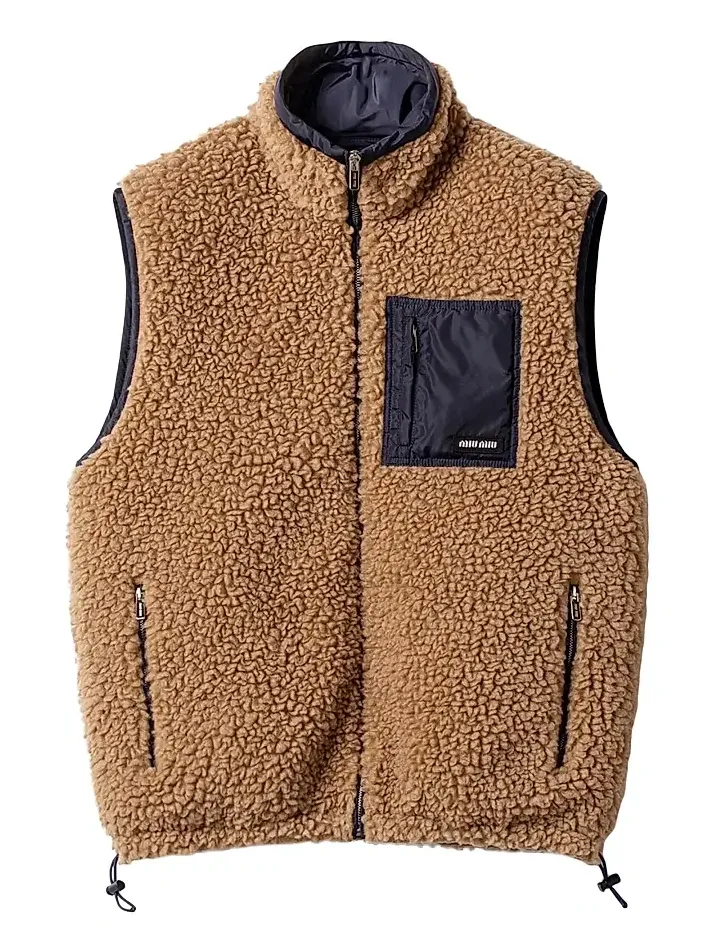 Women's Teddy Down Vest with Technical Pongé - Brown
