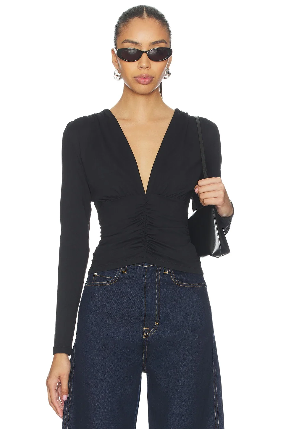 Gathered V Long Sleeve Top Top Gathered V Long Sleeve Top Top
