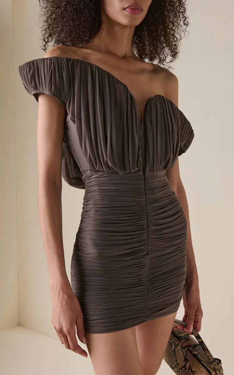 Magda Butrym Asymmetric Ruched Jersey Mini Dress | Thumbnail 2 Magda Butrym Asymmetric Ruched Jersey Mini Dress | Thumbnail 2