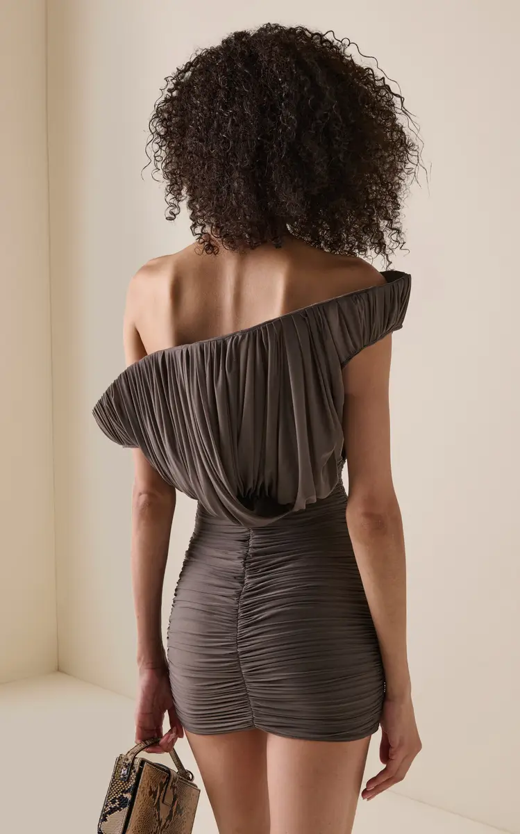 Magda Butrym Asymmetric Ruched Jersey Mini Dress | Thumbnail 4 Magda Butrym Asymmetric Ruched Jersey Mini Dress | Thumbnail 4