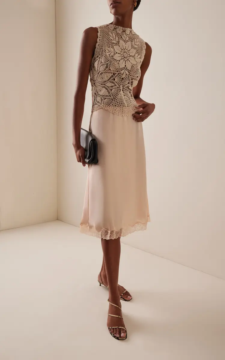 Magda Butrym Lace-Trimmed Silk Midi Skirt | Thumbnail 2 Magda Butrym Lace-Trimmed Silk Midi Skirt | Thumbnail 2