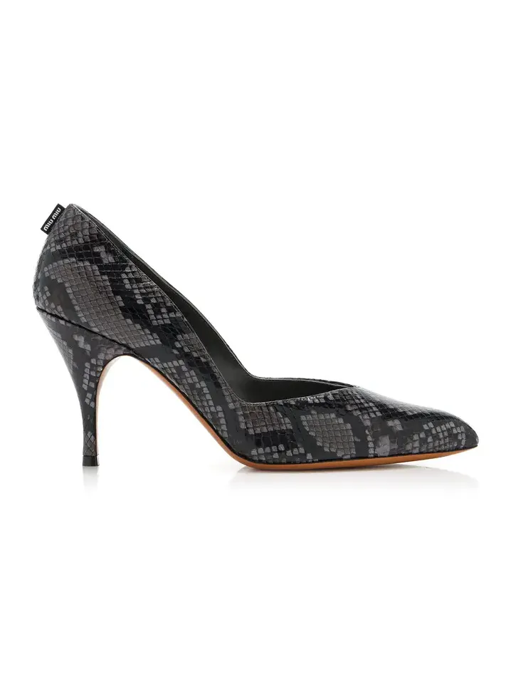 Python-Effect Leather Pumps