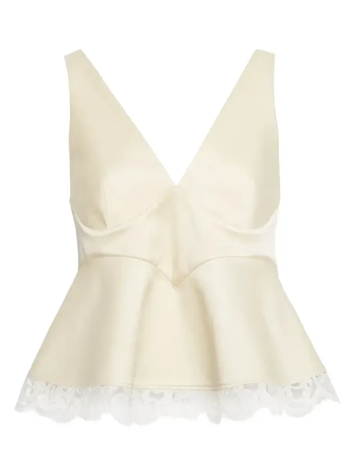 Stella McCartney Lace-Trimmed Satin Bustier Top