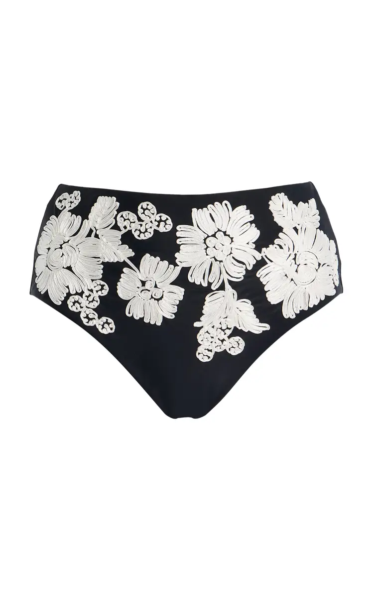 SIMKHAI Francie Embroidered High-Rise Bikini Bottom | Image 1 SIMKHAI Francie Embroidered High-Rise Bikini Bottom | Image 1