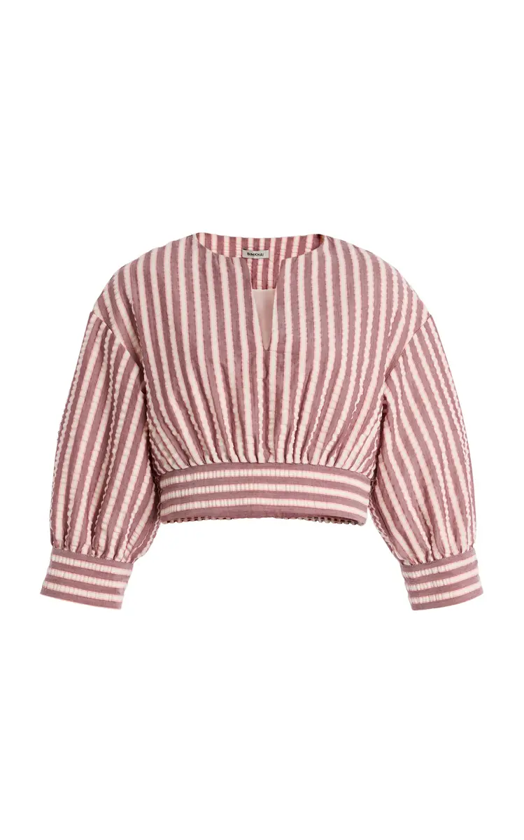 Simkhai Noralie Striped Cotton-Blend Cropped Top | Thumbnail 14 Simkhai Noralie Striped Cotton-Blend Cropped Top | Thumbnail 14