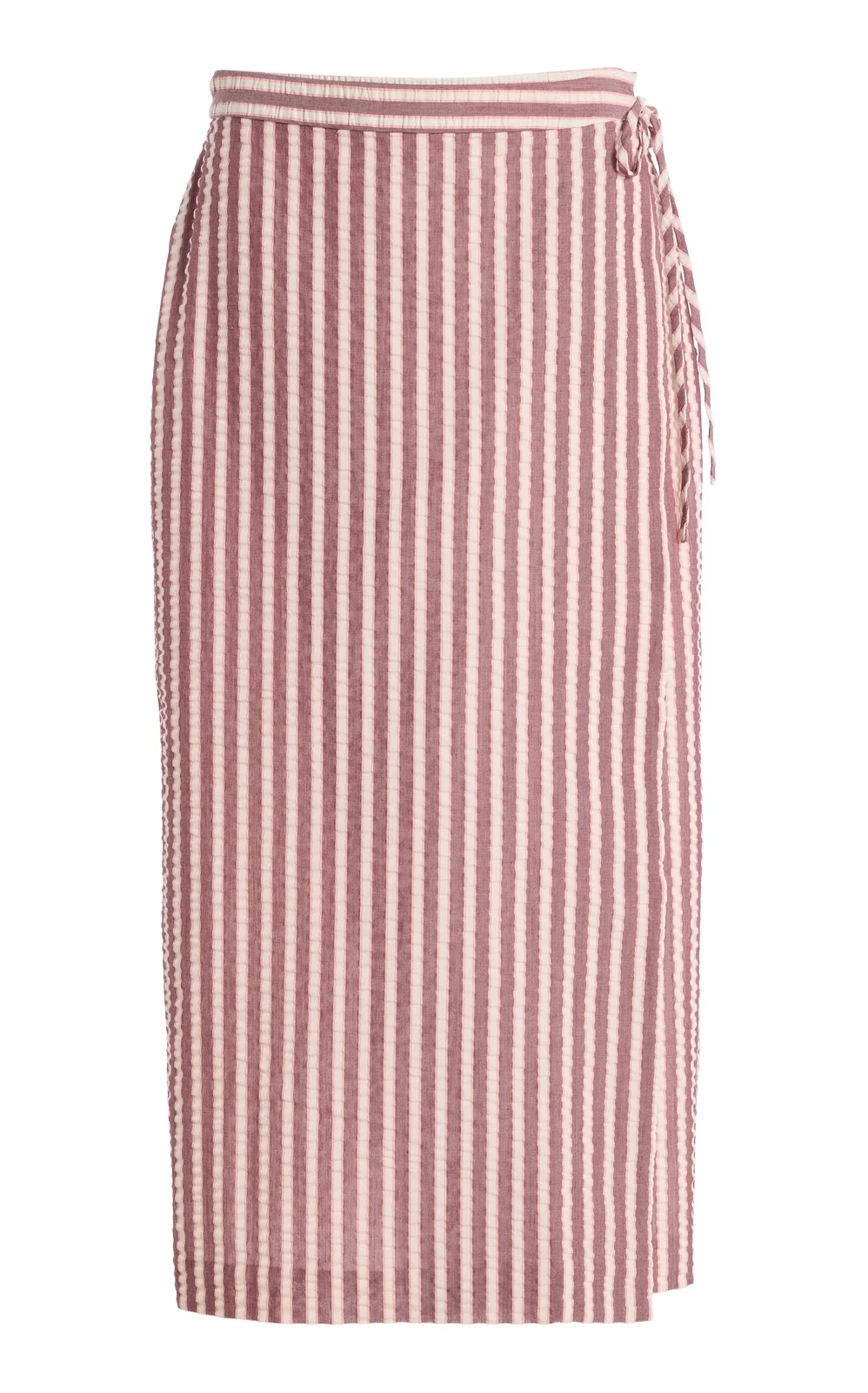 Simkhai Monty Striped Cotton-Blend Midi Wrap Skirt
