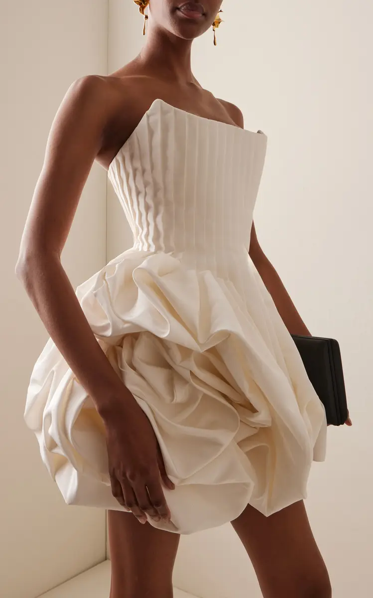 Carolina Herrera Pleated Silk Faille Mini Dress | Thumbnail 3 Carolina Herrera Pleated Silk Faille Mini Dress | Thumbnail 3