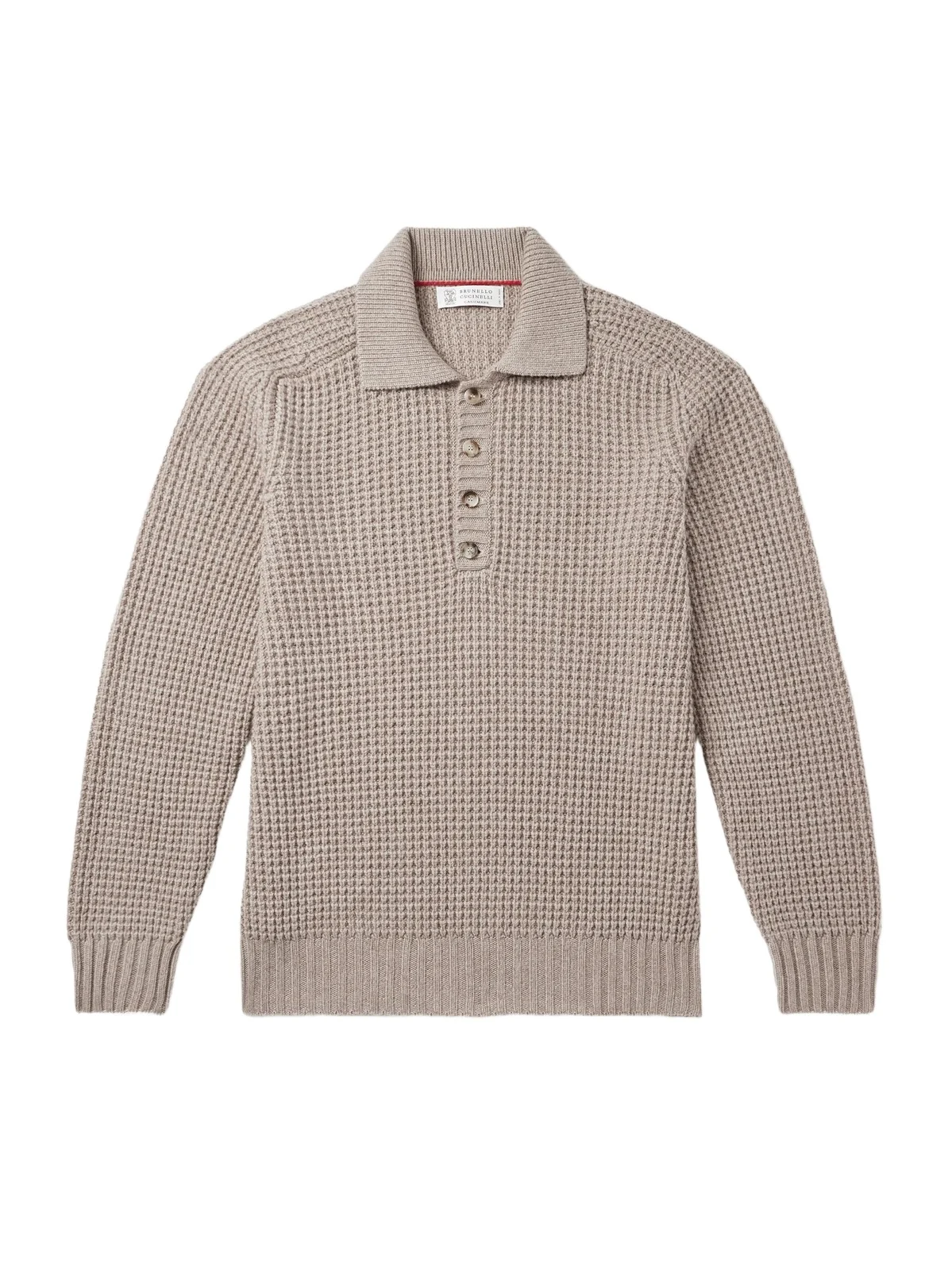Brunello Cucinelli Waffle-Knit Cashmere Polo Shirt - Men