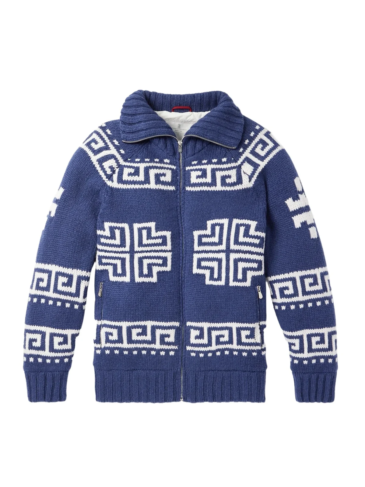 Brunello Cucinelli Jacquard-Knit Cashmere Down Rollneck Cardigan - Men