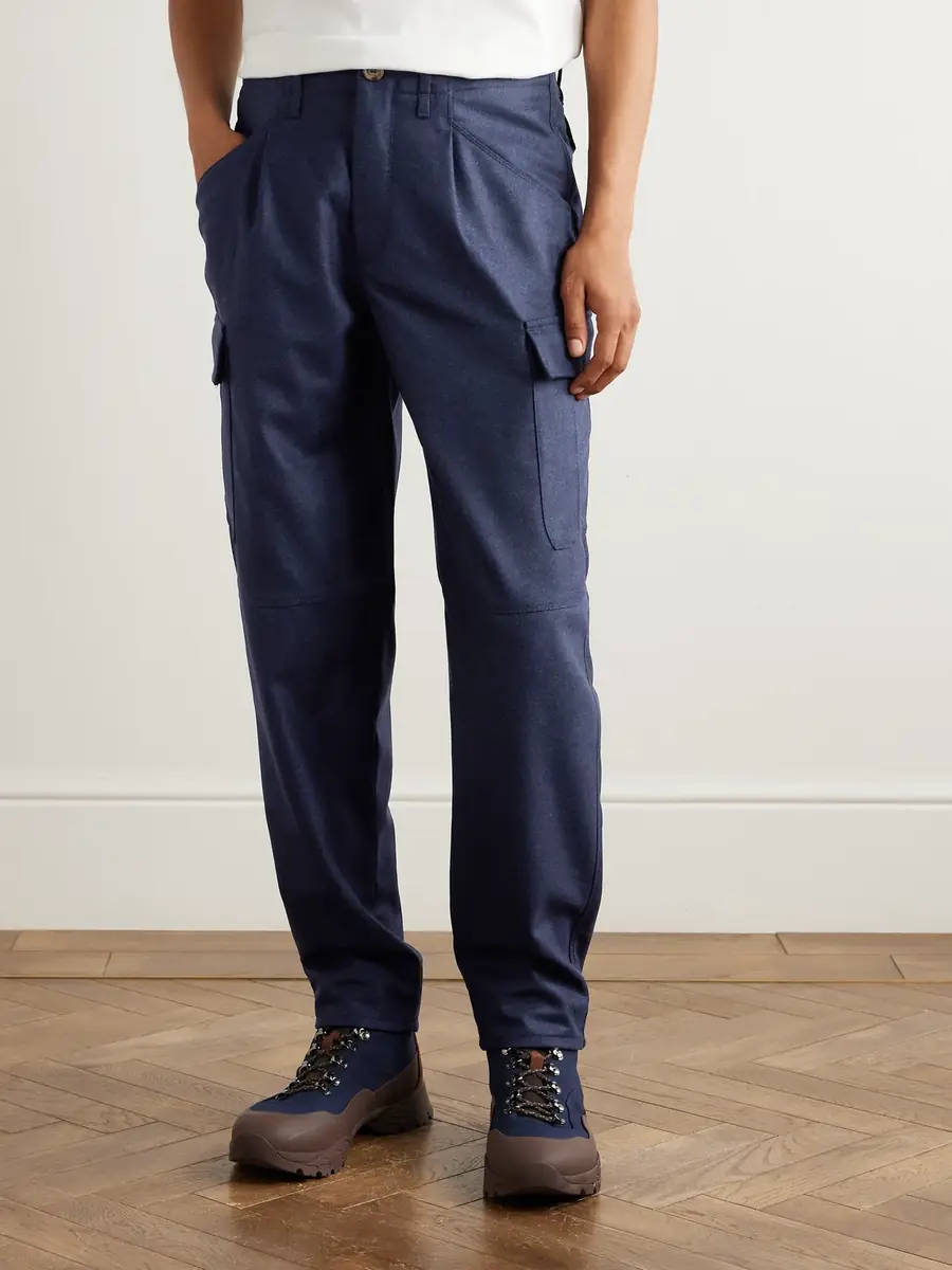 Brunello Cucinelli Straight-Leg Virgin Wool-Flannel Cargo Trousers - Men | Thumbnail 3