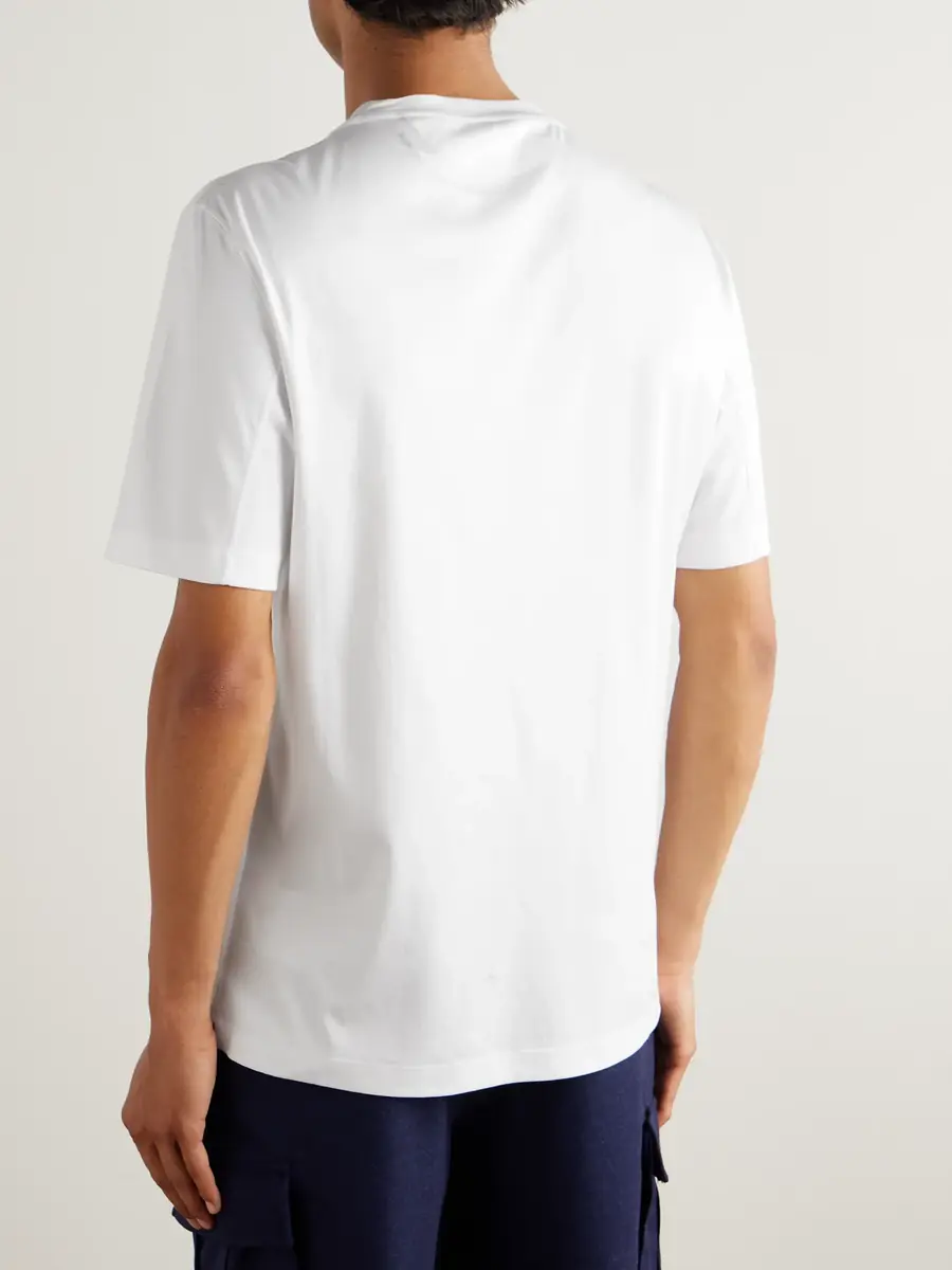 Brunello Cucinelli Logo-Print Cotton-Piqué T-Shirt - Men | Thumbnail 4