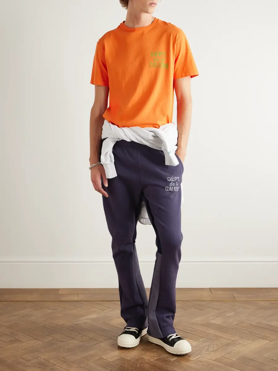 Gallery Dept. Flared Panelled Logo-Print Cotton-Jersey Sweatpants - Men | Thumbnail 2