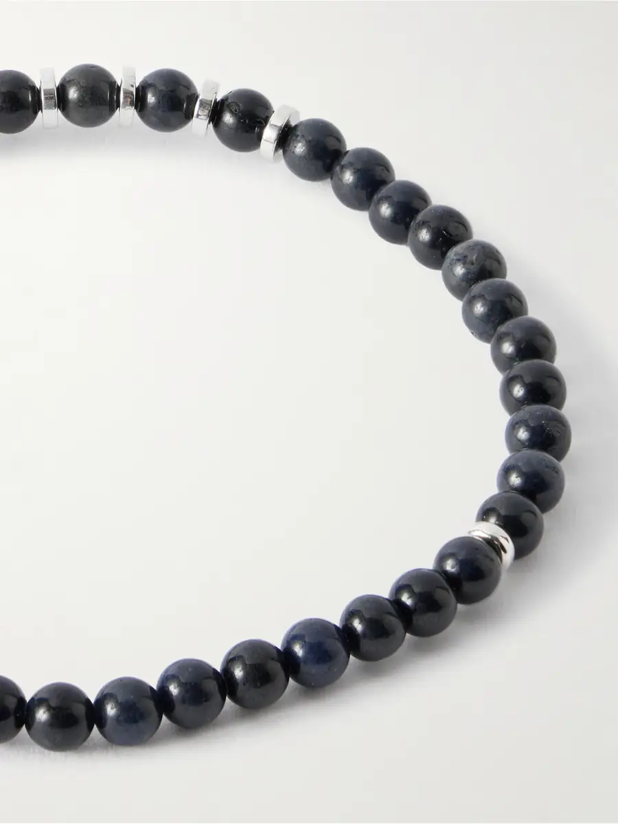 Mikia Circle4 Sterling Silver, Sapphire and Shell Beaded Bracelet - Men | Thumbnail 4 Mikia Circle4 Sterling Silver, Sapphire and Shell Beaded Bracelet - Men | Thumbnail 4