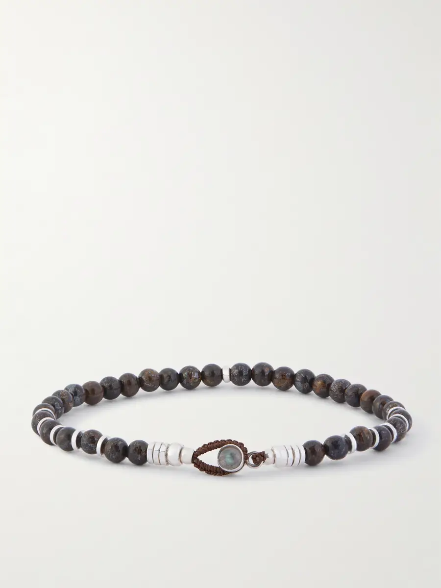 Mikia Circle4 Sterling Silver, Labradorite and Bronzite Beaded Bracelet - Men | Thumbnail 3 Mikia Circle4 Sterling Silver, Labradorite and Bronzite Beaded Bracelet - Men | Thumbnail 3