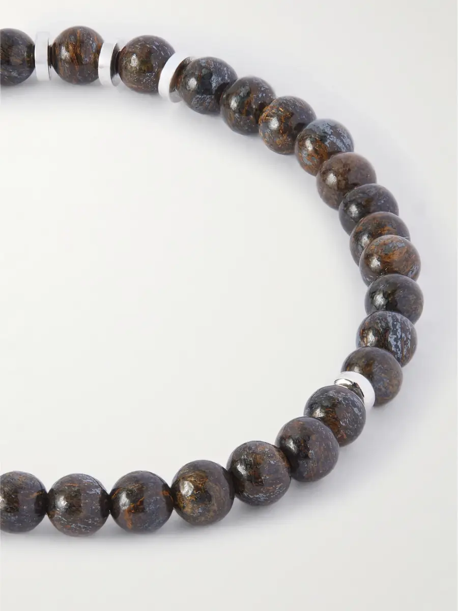 Mikia Circle4 Sterling Silver, Labradorite and Bronzite Beaded Bracelet - Men | Thumbnail 4 Mikia Circle4 Sterling Silver, Labradorite and Bronzite Beaded Bracelet - Men | Thumbnail 4
