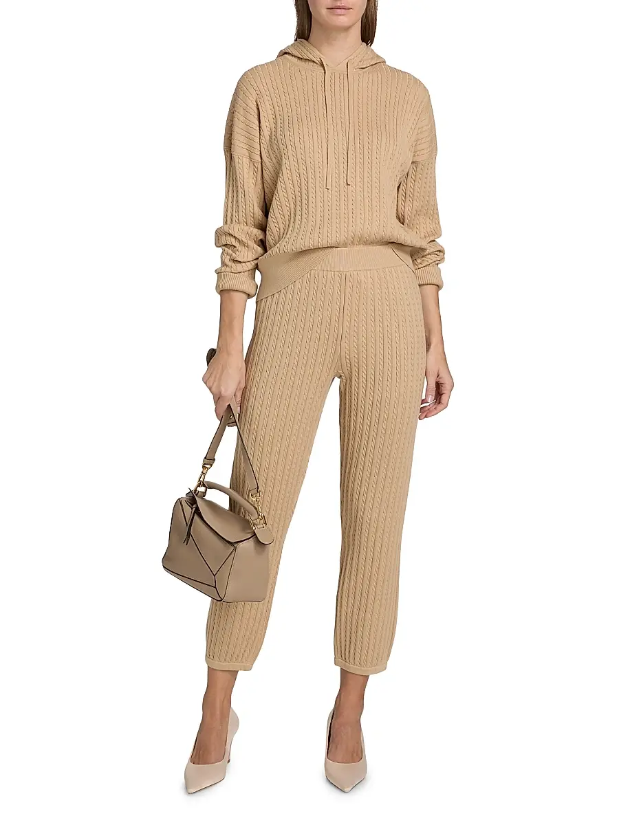 Simkhai Women's Cable-Knit Cotton-Cashmere Crop Joggers | Thumbnail 2 Simkhai Women's Cable-Knit Cotton-Cashmere Crop Joggers | Thumbnail 2