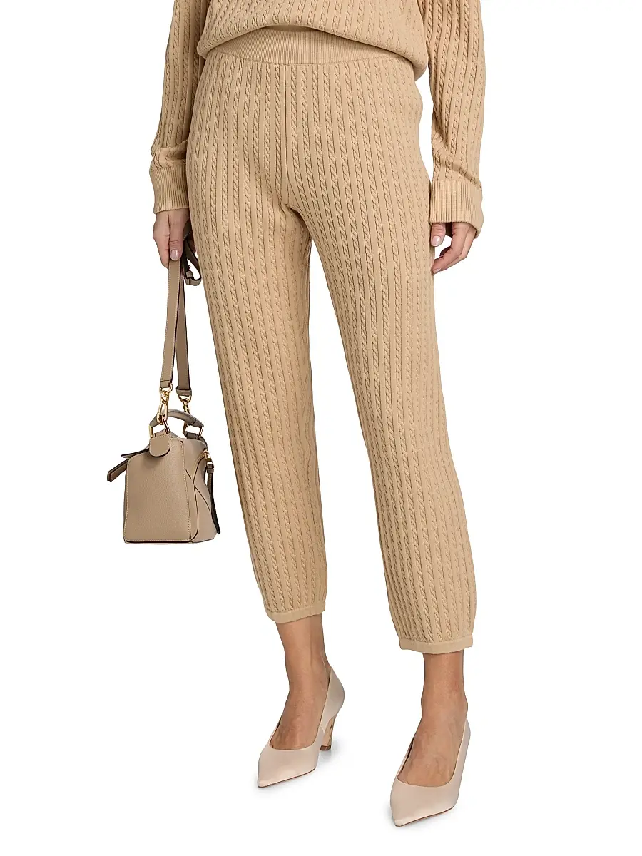 Simkhai Women's Cable-Knit Cotton-Cashmere Crop Joggers | Thumbnail 3 Simkhai Women's Cable-Knit Cotton-Cashmere Crop Joggers | Thumbnail 3