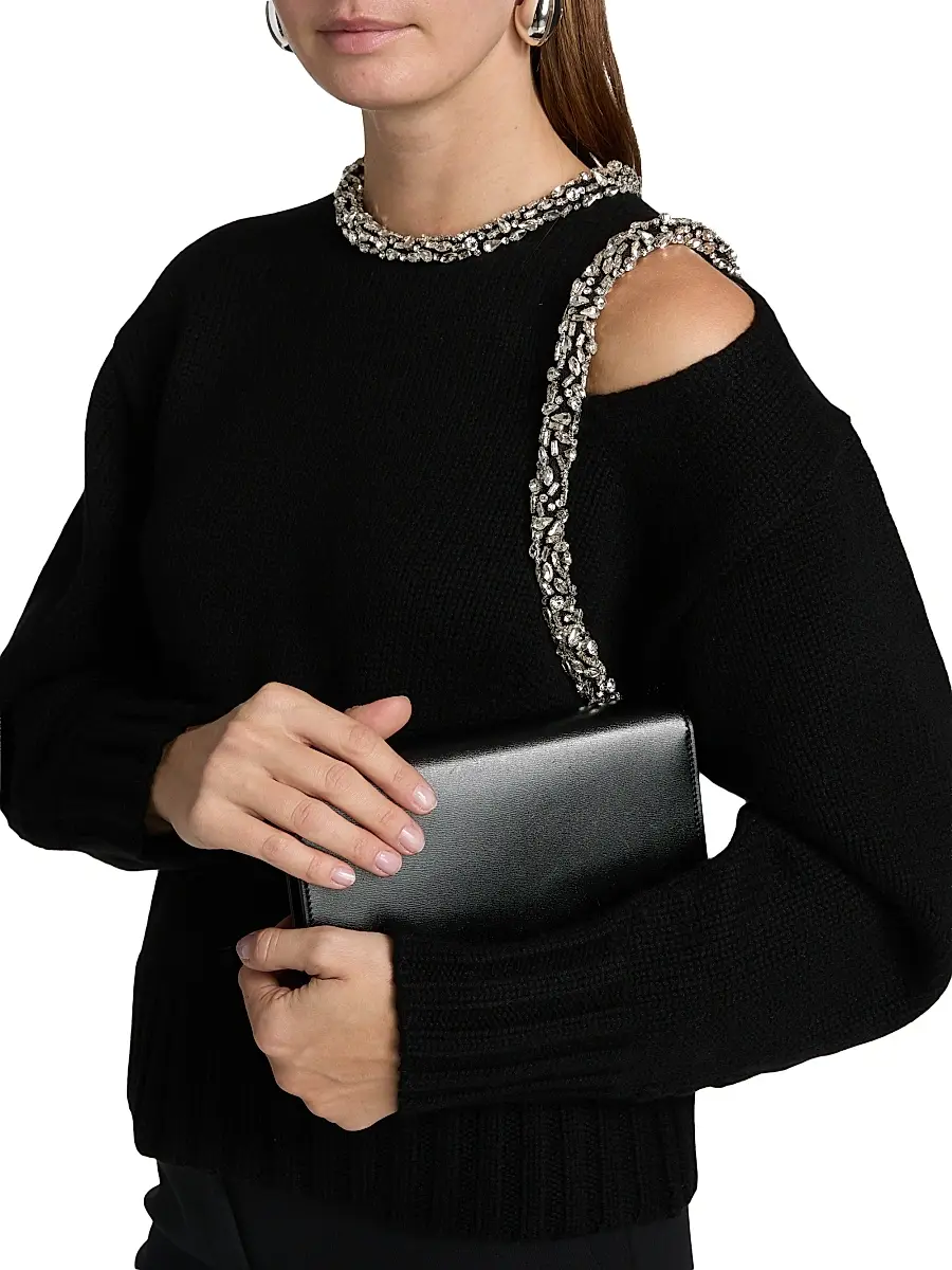 SIMKHAI Women's Monroe Embellished Cold-Shoulder Sweater - Black | Thumbnail 6 SIMKHAI Women's Monroe Embellished Cold-Shoulder Sweater - Black | Thumbnail 6