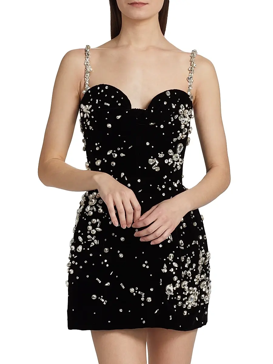 Oscar de la Renta Women's Jewel Embellished Cocktail Dress - Silver Black | Thumbnail 3 Oscar de la Renta Women's Jewel Embellished Cocktail Dress - Silver Black | Thumbnail 3