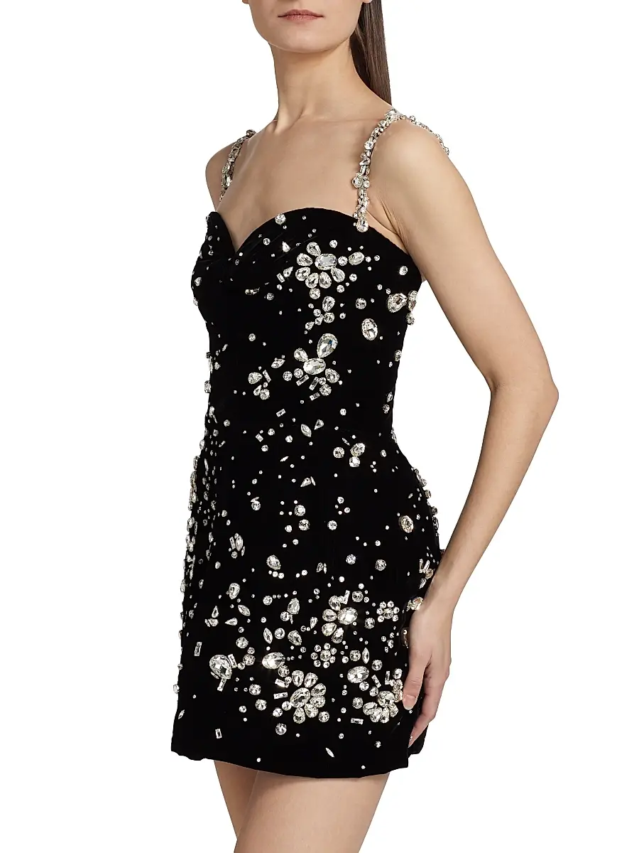 Oscar de la Renta Women's Jewel Embellished Cocktail Dress - Silver Black | Thumbnail 4 Oscar de la Renta Women's Jewel Embellished Cocktail Dress - Silver Black | Thumbnail 4