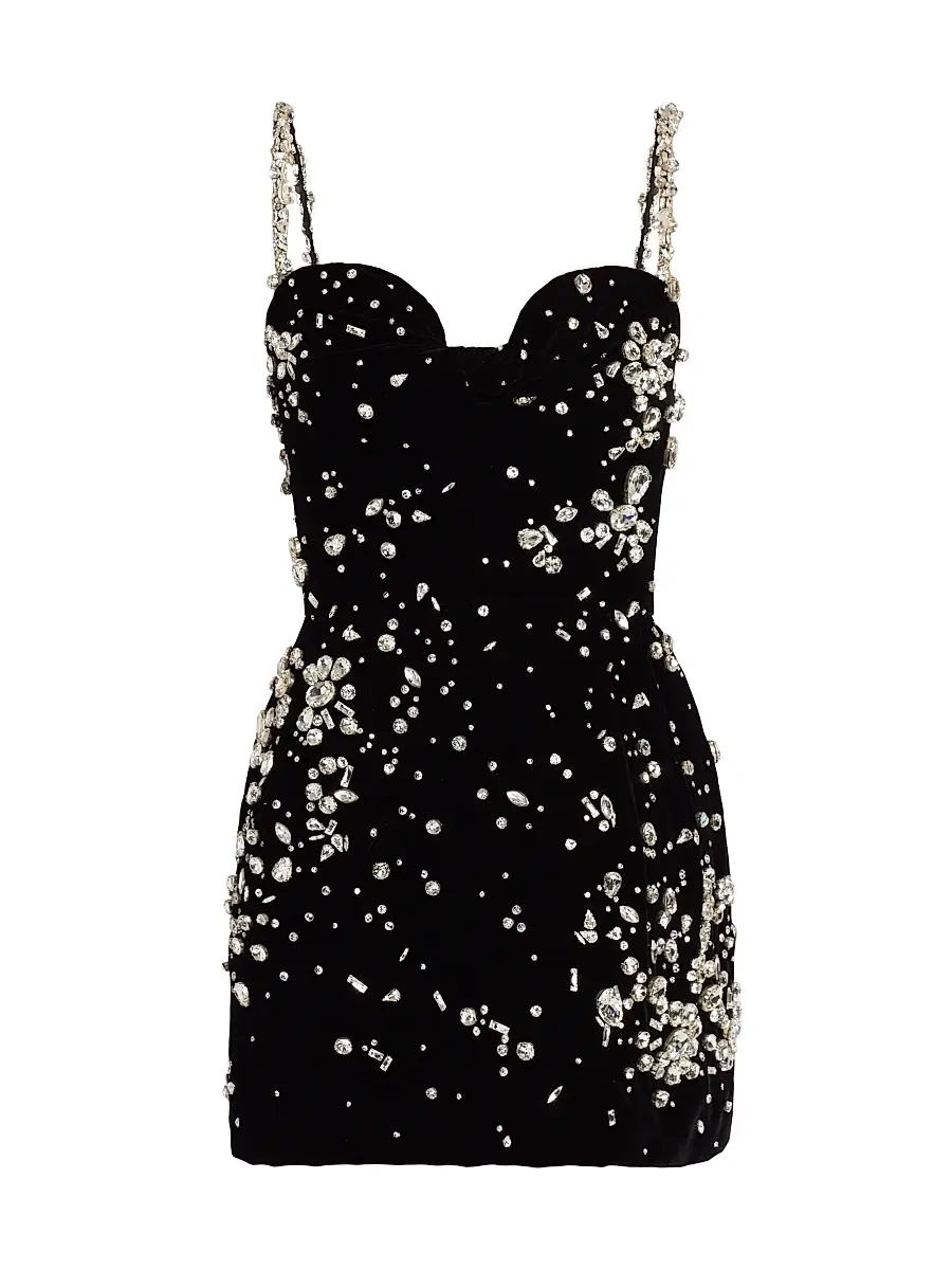 Women's Jewel Embellished Cocktail Dress - Silver Black