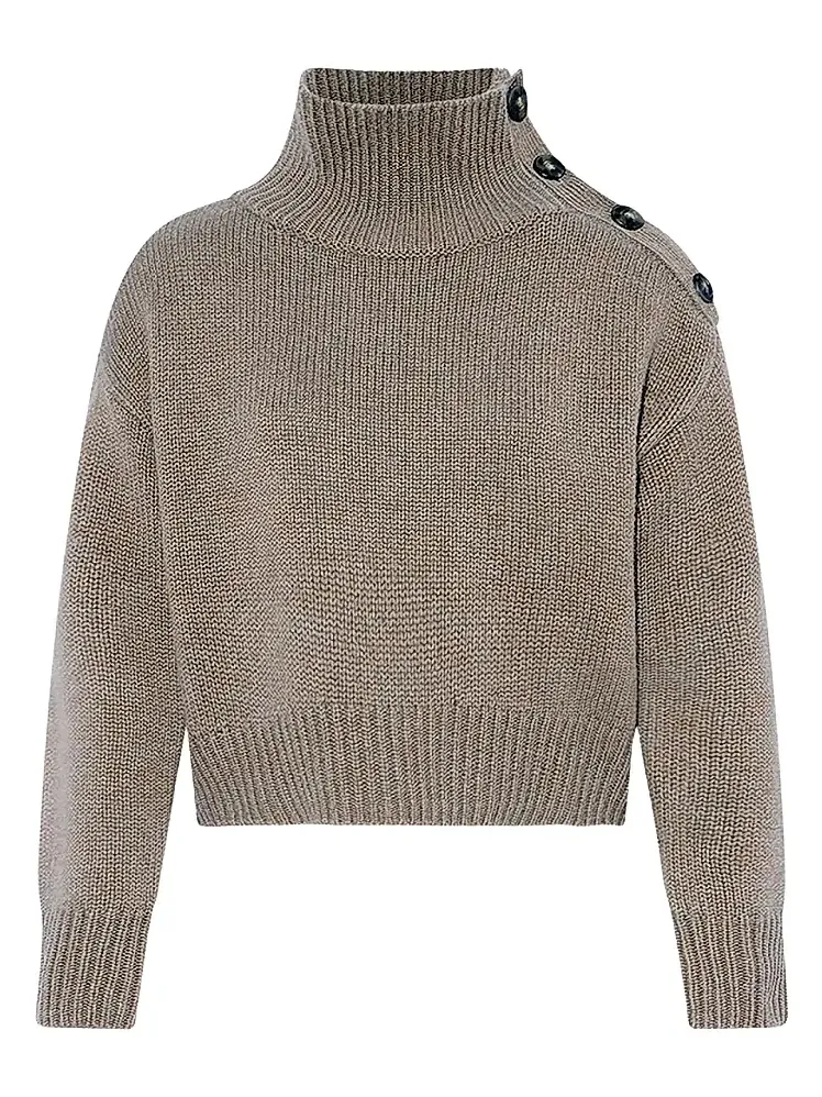 Women's Wool-Cashmere Crop Turtleneck Sweater Women's Wool-Cashmere Crop Turtleneck Sweater