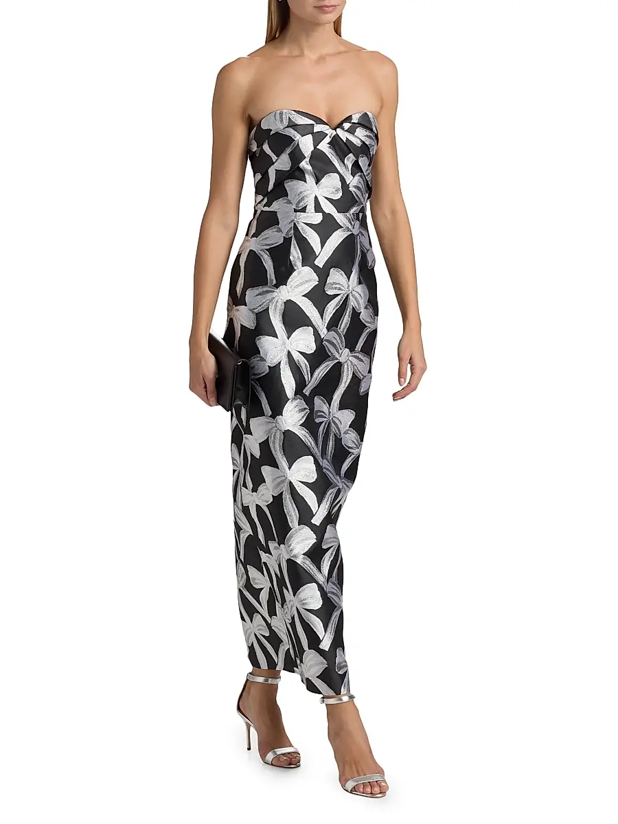 Milly Women's Donna Metallic Ribbon Jacquard Strapless Gown | Thumbnail 2 Milly Women's Donna Metallic Ribbon Jacquard Strapless Gown | Thumbnail 2
