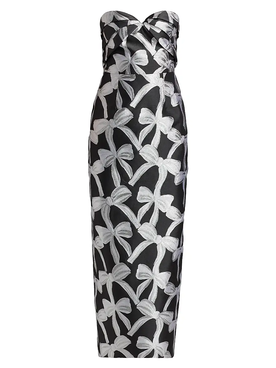 Milly Women's Donna Metallic Ribbon Jacquard Strapless Gown