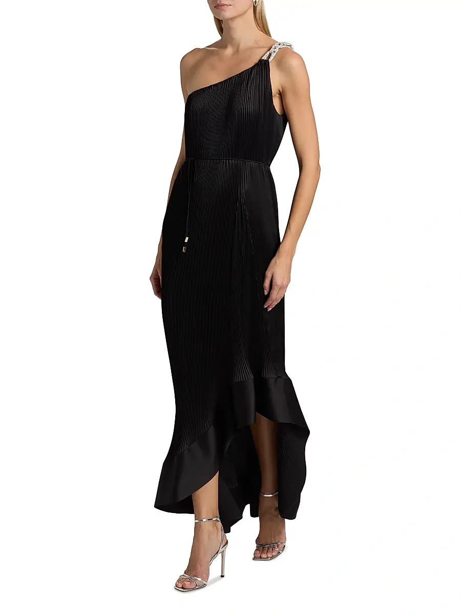 Milly Women's Mariah Embellished-Strap Pleated Satin Maxi Dress | Thumbnail 2 Milly Women's Mariah Embellished-Strap Pleated Satin Maxi Dress | Thumbnail 2