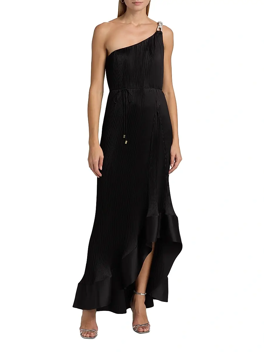 Milly Women's Mariah Embellished-Strap Pleated Satin Maxi Dress | Thumbnail 3 Milly Women's Mariah Embellished-Strap Pleated Satin Maxi Dress | Thumbnail 3