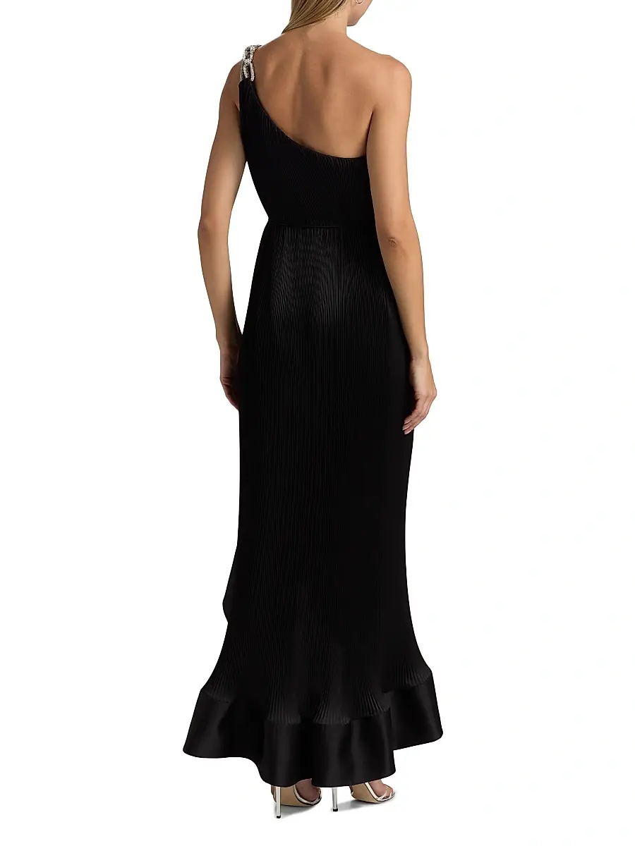 Milly Women's Mariah Embellished-Strap Pleated Satin Maxi Dress | Thumbnail 5 Milly Women's Mariah Embellished-Strap Pleated Satin Maxi Dress | Thumbnail 5