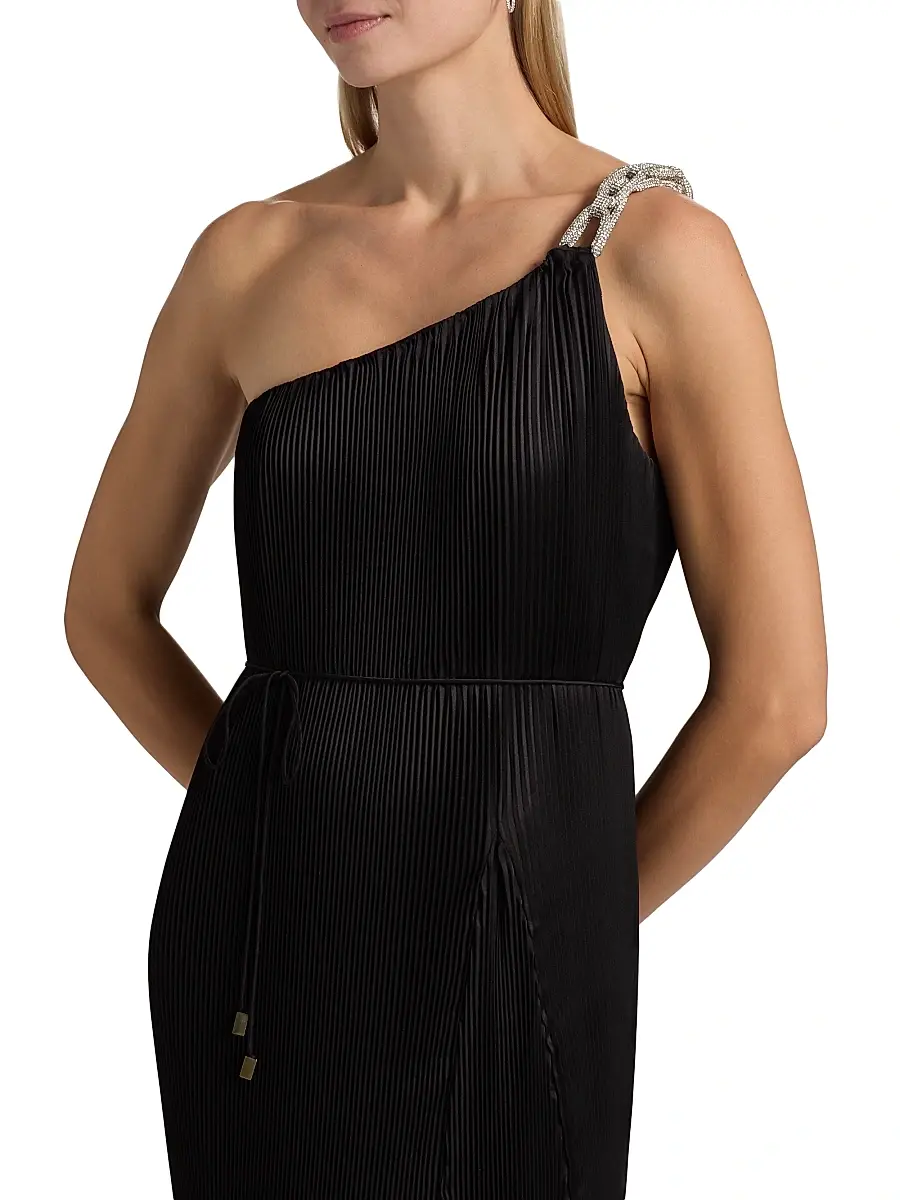 Milly Women's Mariah Embellished-Strap Pleated Satin Maxi Dress | Thumbnail 6 Milly Women's Mariah Embellished-Strap Pleated Satin Maxi Dress | Thumbnail 6