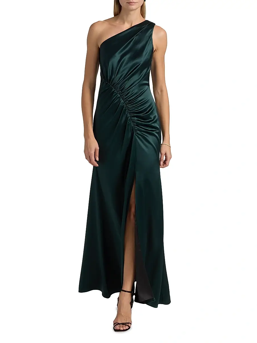 Milly Women's Whitney Asymmetric Hammered Satin Dress | Thumbnail 2 Milly Women's Whitney Asymmetric Hammered Satin Dress | Thumbnail 2