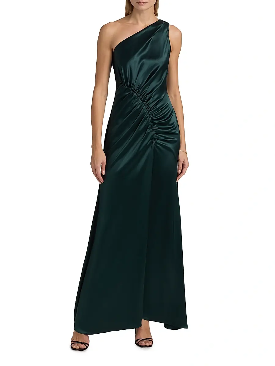 Milly Women's Whitney Asymmetric Hammered Satin Dress | Thumbnail 3 Milly Women's Whitney Asymmetric Hammered Satin Dress | Thumbnail 3