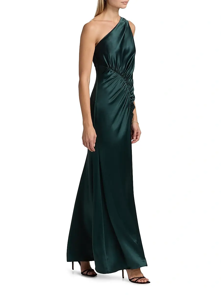 Milly Women's Whitney Asymmetric Hammered Satin Dress | Thumbnail 4 Milly Women's Whitney Asymmetric Hammered Satin Dress | Thumbnail 4