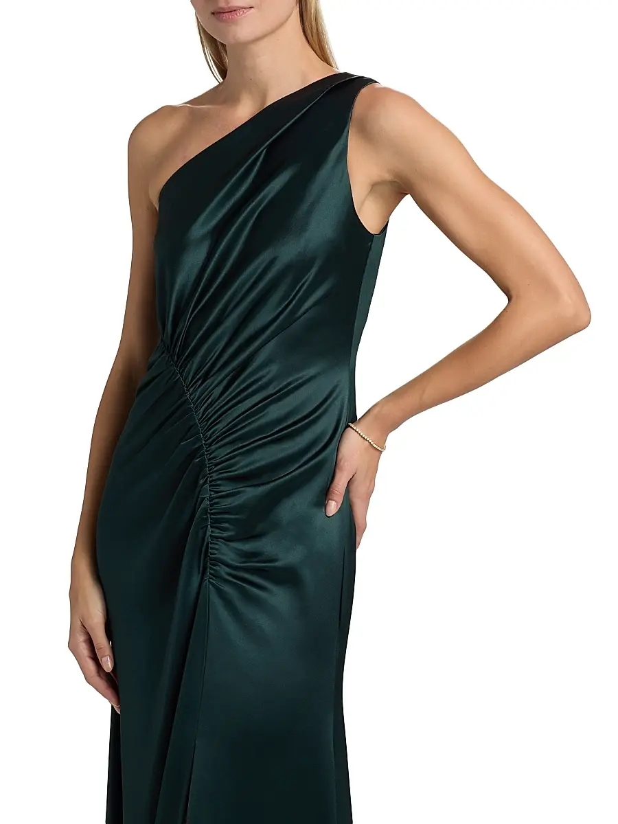 Milly Women's Whitney Asymmetric Hammered Satin Dress | Thumbnail 6 Milly Women's Whitney Asymmetric Hammered Satin Dress | Thumbnail 6